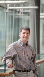 To better his chances of catching the eye of an industry collaborator, Randall King tapped a special gap-funding program to research improvements to the uptake and potency of a compound that could help degrade proteins linked with Alzheimer’s disease. <br/>Photo by John Soares