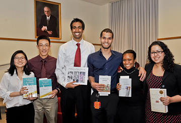 Student prize winners (from left): Min Wu, Charles Liu, Vinayak Muralidhar, Wilfredo Matias, Nicole Jackson and Neha Deshpande