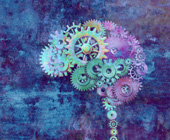 colorful illustration of brain as gears
