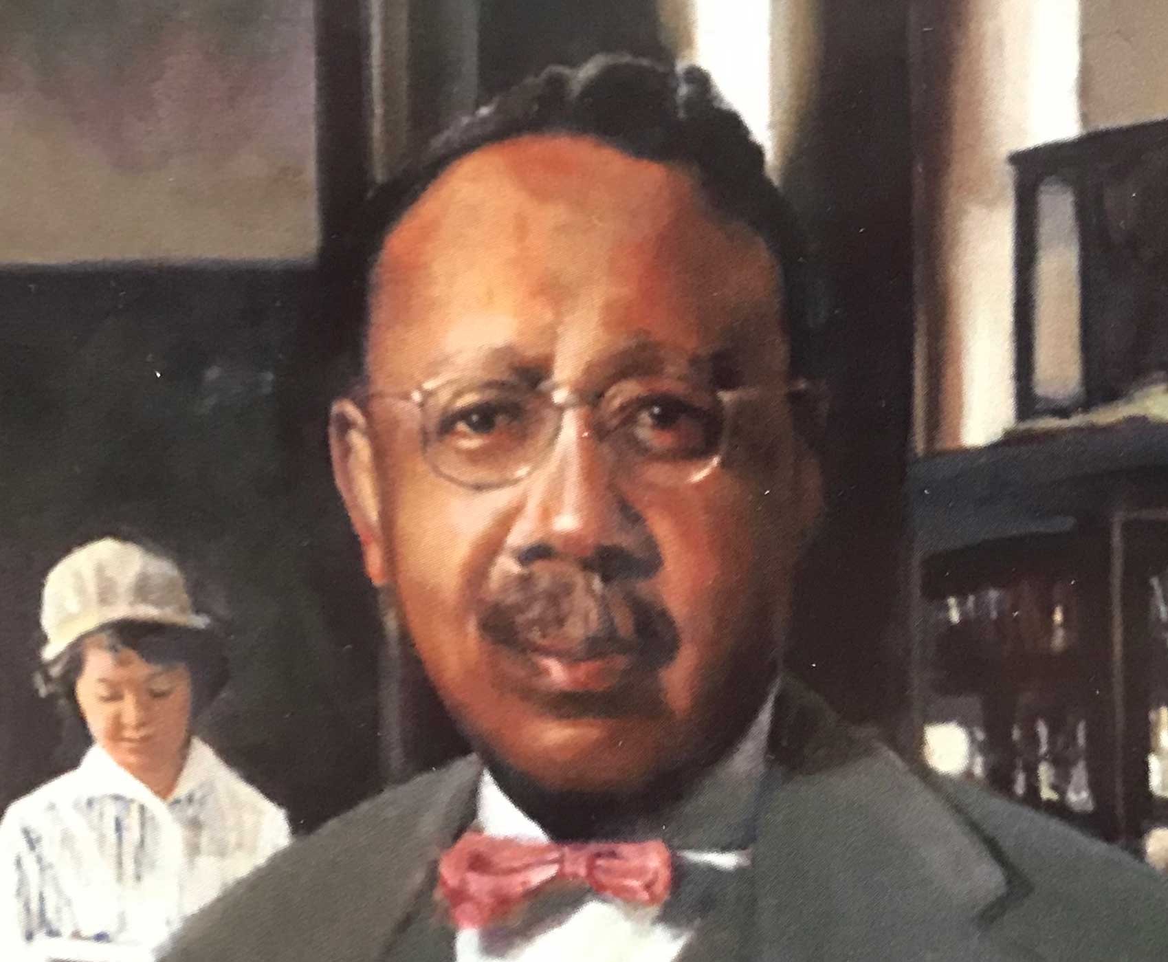 William Hinton's face in the portrait 