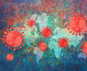 multicolor digital image of coronavirus