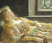vintage colorful illustration of sleeping beauty