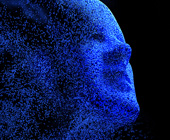 digital image of a face dissolving