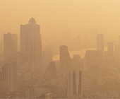 city skyline with air pollution