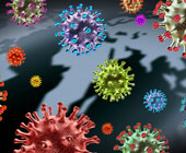 Illustration of different colored coronavirus variants