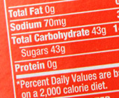 nutrition label showing 43g of sugar