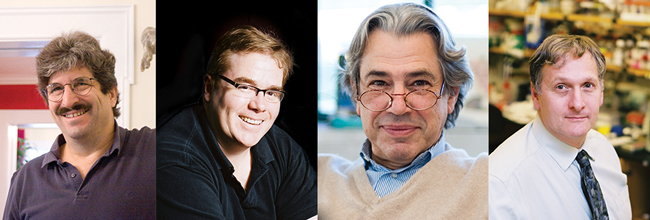 series of portraits: Gary Ruvkun, David Van Vactor, Spiros Artavanis-Tsakonas, and Clifford Tabin
