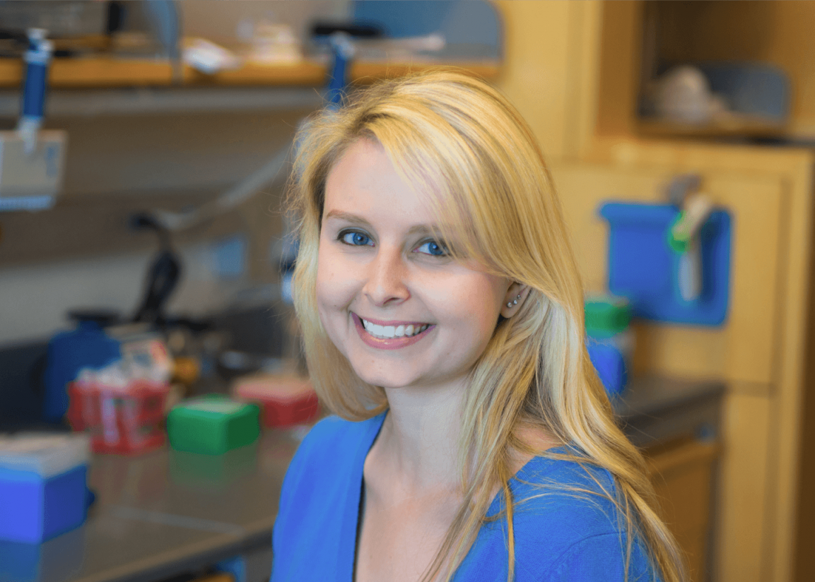 Head shot of a smiling blonde woman