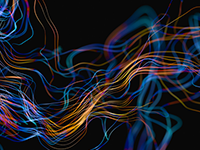 Abstract colorful ribbons on a black background