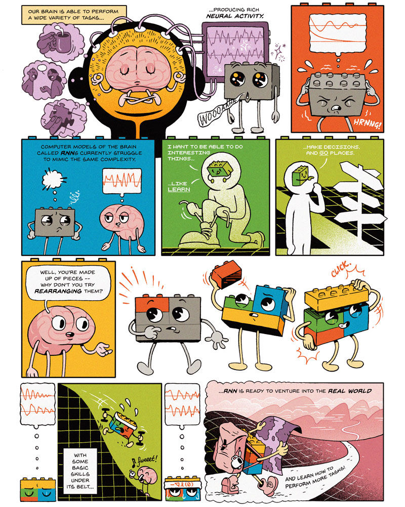 A comic explaining Kanaka Rajan's computational neuroscience research