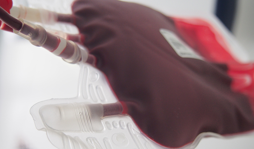 Close-up photo of a blood bag