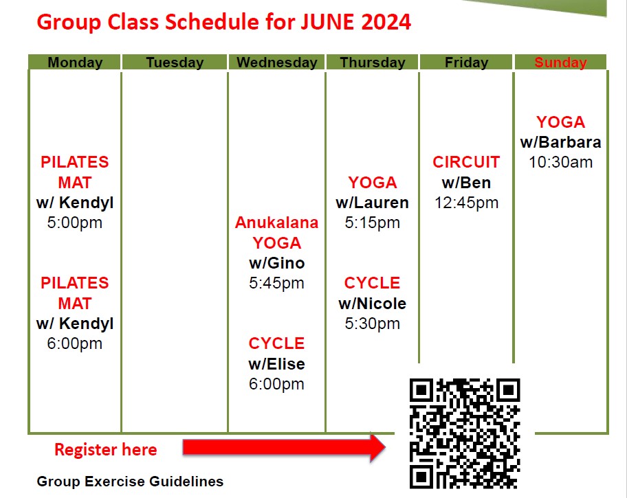 group class schedule