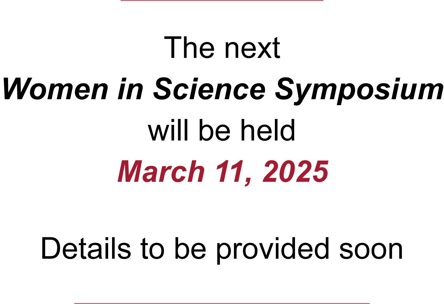 the next women in science symposium will be held march 11 2025