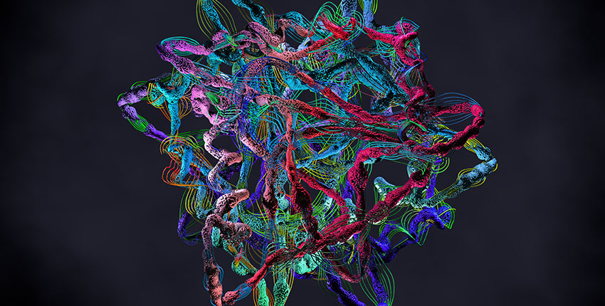 Illustration of chain of amino acids forming proteins