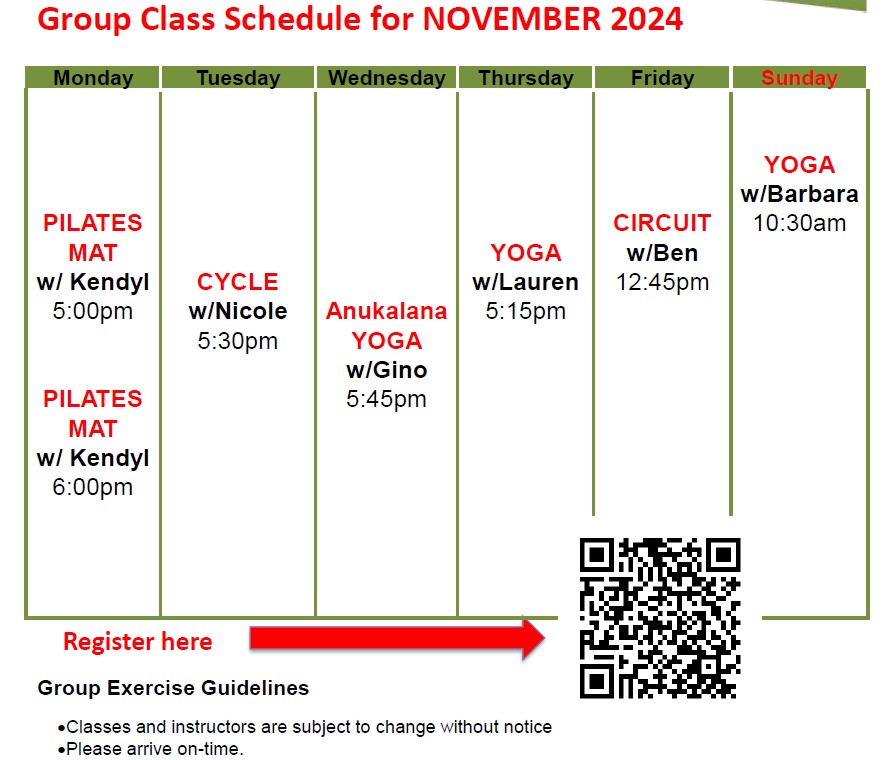 group class schedule