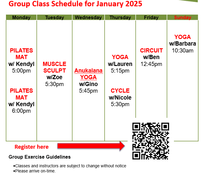 group class schedule