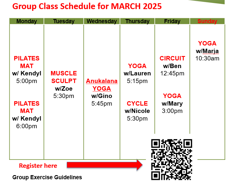 group class schedule