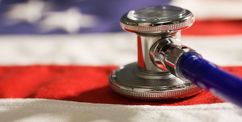 A stethoscope on an American flag