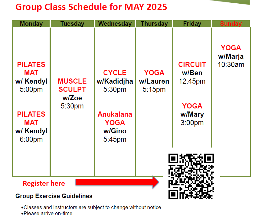 group class schedule