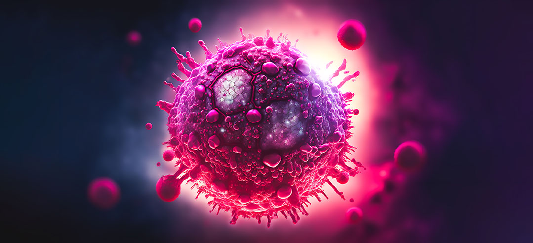 Closeup microscopy image of the HIV virus