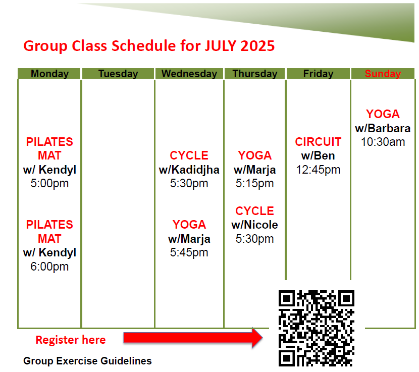 group class schedule