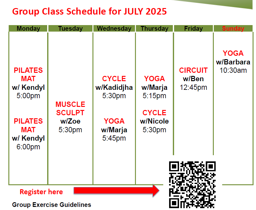 july class schedule