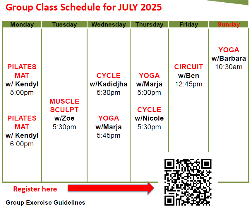 group class schedule