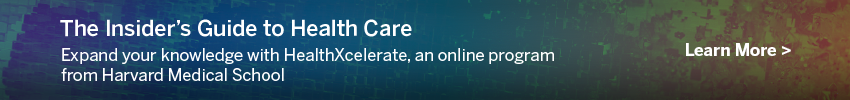 Promotion for Expand your knowledge with HealthXcelerate, an online program from Harvard Medical School
