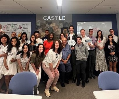 Castle Society students posing in their learning studio.