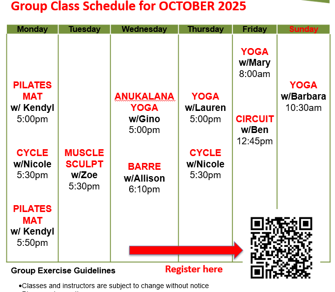 group class schedule