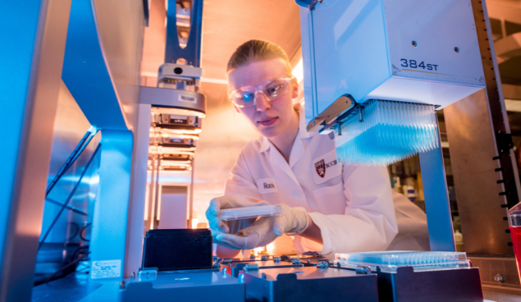 woman with microscope