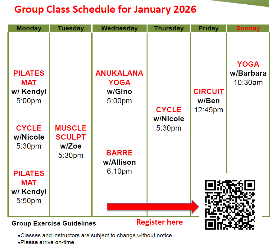 group class schedule