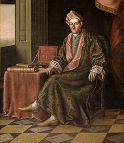 Portrait of Ezekiel Hersey painted circa 1785 by Edward Savage, depicting the physician in 18th-century attire.