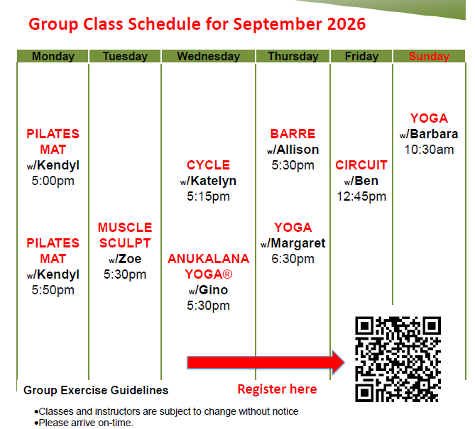 group class schedule