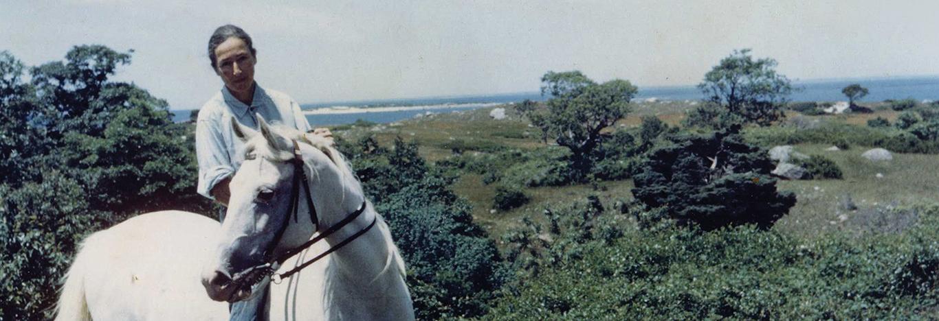 MANNER AND GRACE: Anne (Nan) Pappenheimer Forbes enjoyed riding her horse, Sorella, around the family’s property.