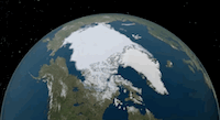 Satellite images taken between 1984 and 2012 provide evidence that the expanse of Arctic sea ice is decreasing by approximately 12 percent each decade.  