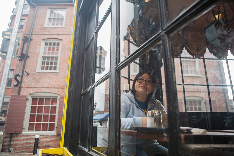 Miao Xue in Haymarket Square are of Boston