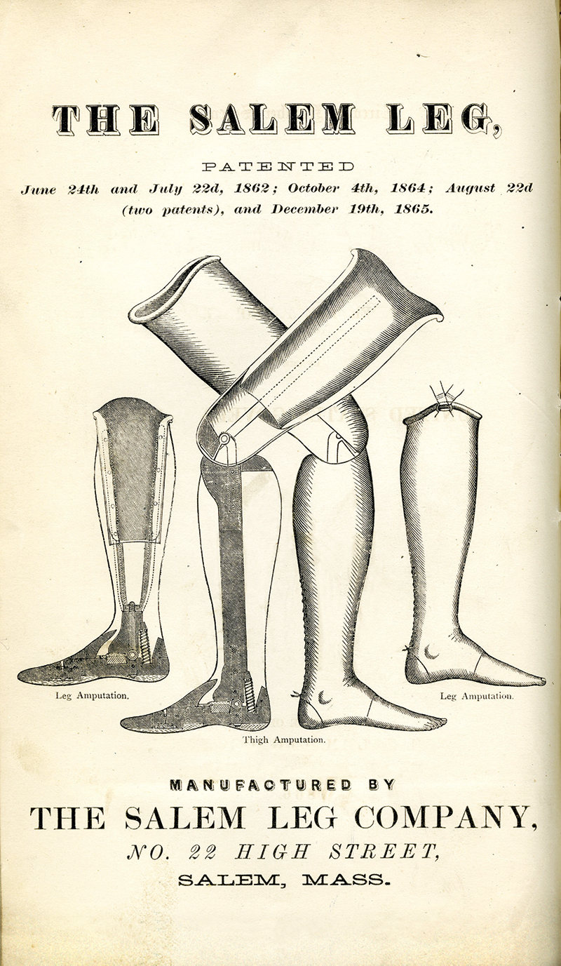advertisement for the Salem Leg prosthetic, Civil War