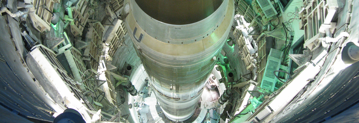 Titan II intercontinental ballistic missile in a launch duct at the Titan Missile Museum, outside Tucson, Arizona