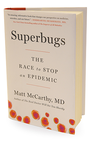 cover of the book, Superbugs, by Matthew McCarthy