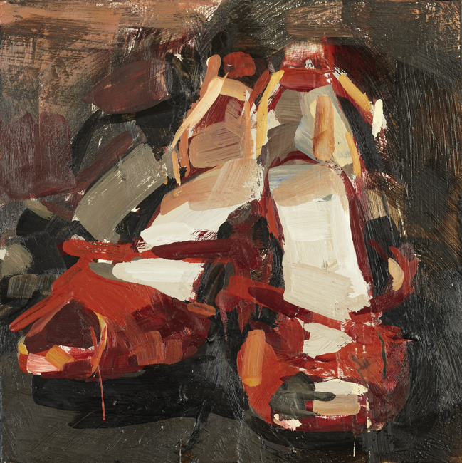 painting of red dance shoes