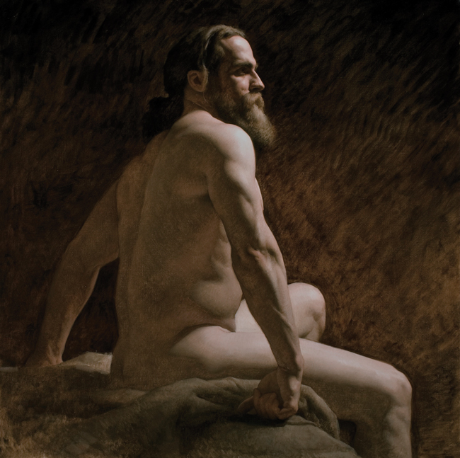 nude of a bearded young man