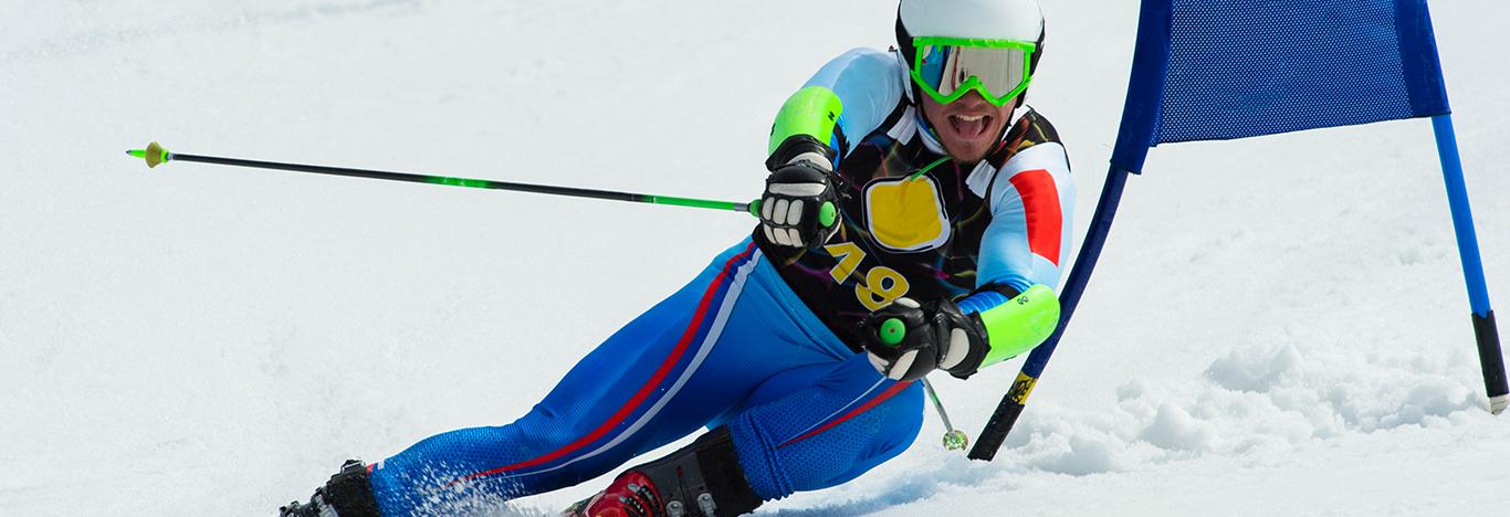 slalom skier during a competition run