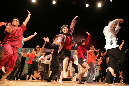 In the 2009 Second Year Show, “Mountains Beyond Brokeback Mountains: The Quest of Dr. Paul Farmer to Find a New Jim Kim and Save Our Nation’s Healthcare,” the Class of 2012 was especially democratic in doling out the gibes. Photo by Jeff Thiebauth.