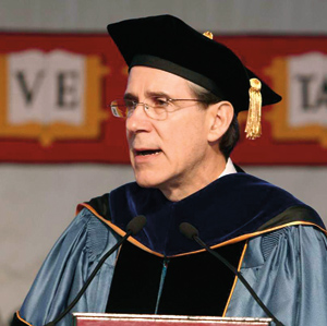 Dean Julio Frenk exhorted the HSPH graduating class to work toward improving the common human experience. Photo by Kent Dayton.
