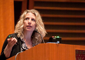 Beth Stevens, HMS assistant professor of neurology at Children's Hospital Boston at the Breaching the Borders symposium <Br></Br> Photo by Joel Haskell
