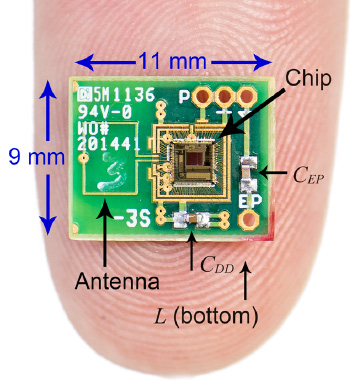 The new chip, equipped with a radio transmitter, is powered by a natural battery found deep in the mammalian ear. Patrick P. Mercier/MIT