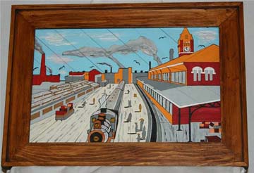 An example of some of the art displayed at the exhibition. 'Train Station' by Michael Purcell, VA Medical Center, Cincinnati, Ohio. Photo courtesy U.S. Dept. Veterans Affairs