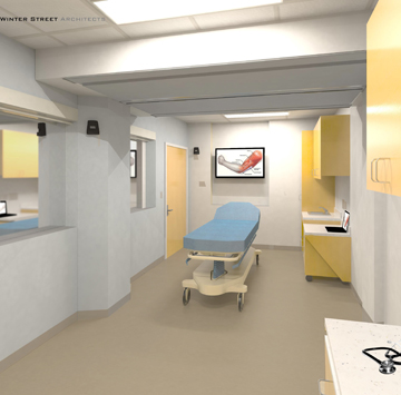 Winter Street Architects rendition of the new Clinical Skills Center. Images courtesy Winter Street Architects