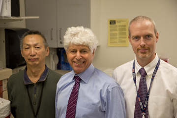 (from left): Ningshan Wang, Roy Freeman and Christopher Gibbons. Image: James Dwyer, Beth Israel Deaconess Media Services